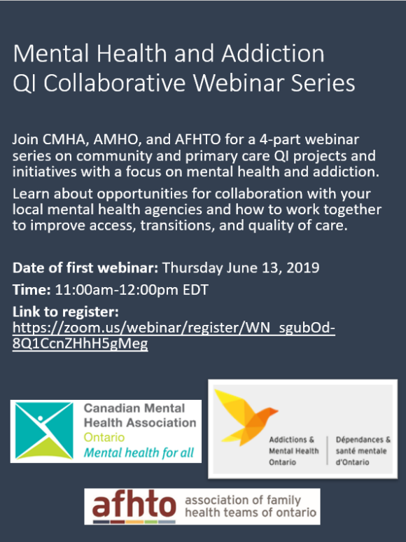 Mental health and addiction QI collaborative webinar series