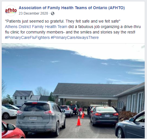 Facebook post of Athens District vaccine drive through