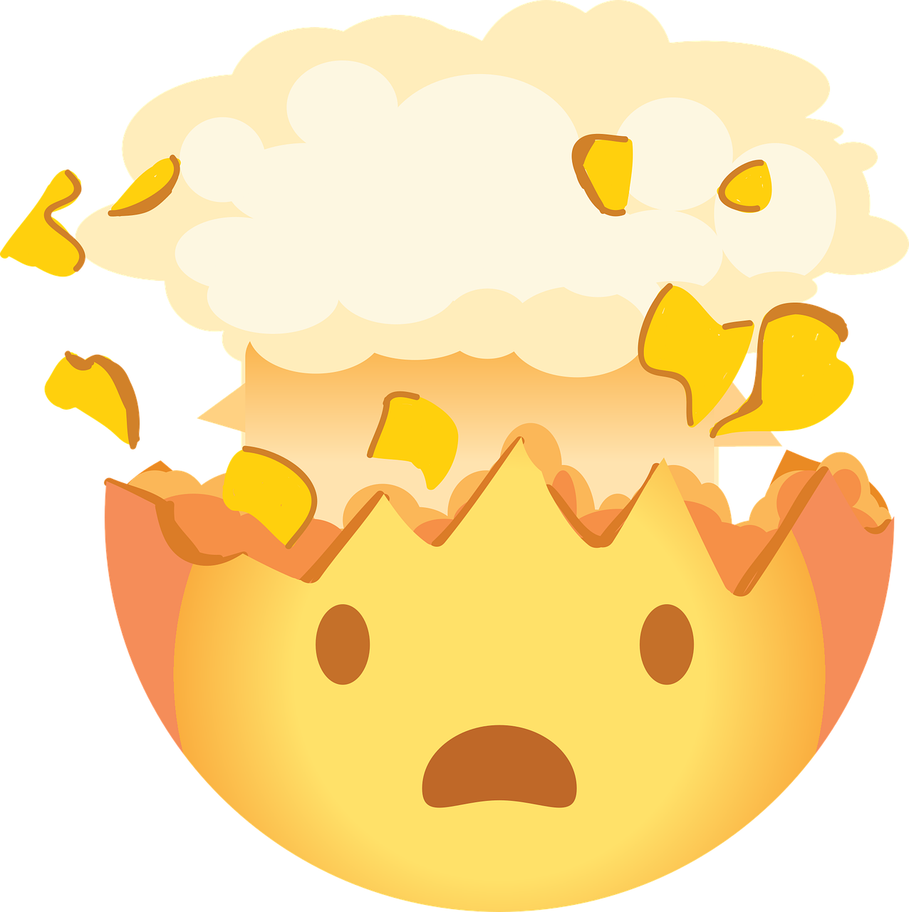 Shocked emoji- top of head exploding