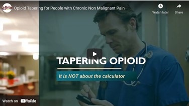 Tapering Opioid- it is NOT about the calculator. Text supreimposed over man in scrubs with stethoscope holding a calculator in his hands