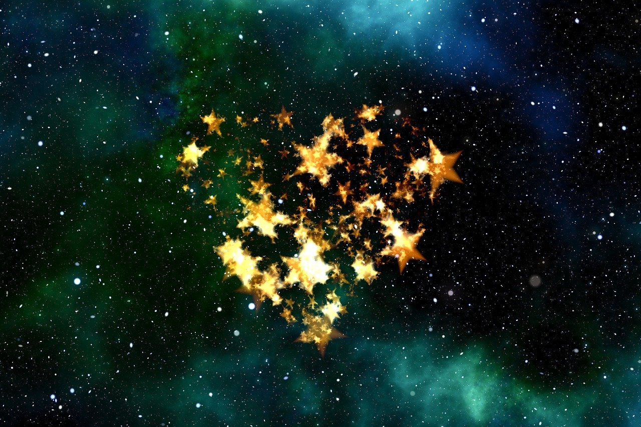 Heart made of stars on a galaxy background