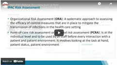Screenshot of slide titled IPAC risk assessment