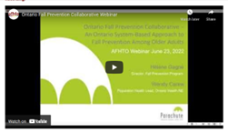 Screenshot of Ontario Fall Prevention Collaborative webinar title slide