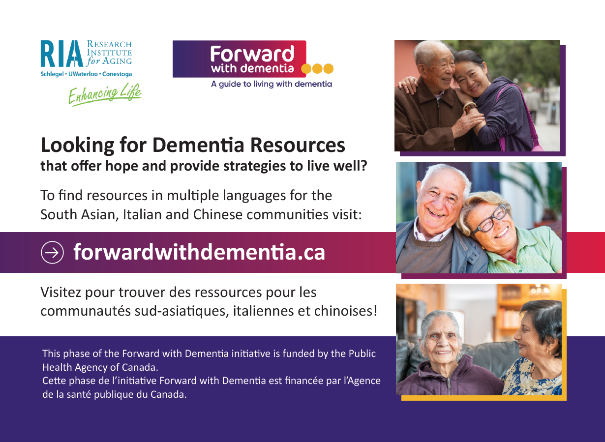 forwardwithdementia.ca collage of seniors with text Looking for dementia resources.